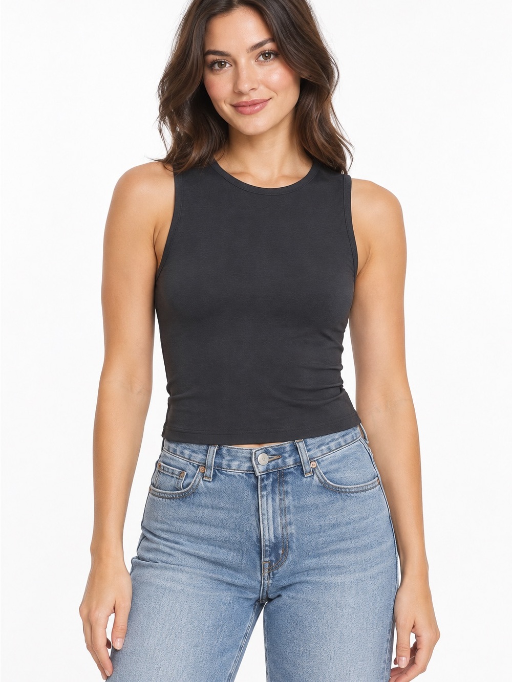 Aritzia Babaton Contour Muscle Tank Black Size M Double Layer Cropped